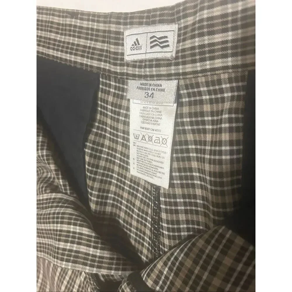 Adidas Performance Activity Golf Shorts Brown Black Plaid Men’s Size 34